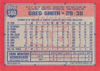1991 Topps - Desert Shield #560 Greg Smith Back