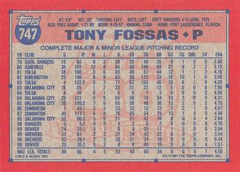 1991 Topps - Desert Shield #747 Tony Fossas Back
