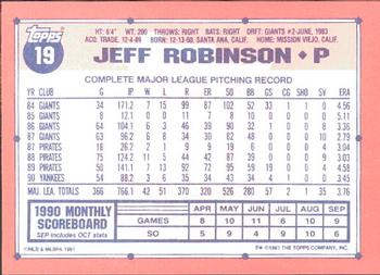 1991 Topps - Collector's Edition (Tiffany) #19 Jeff Robinson Back