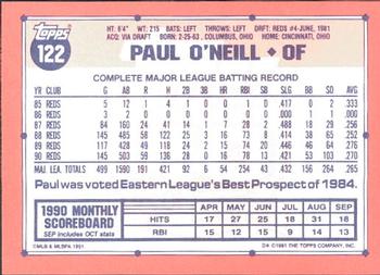 1991 Topps - Collector's Edition (Tiffany) #122 Paul O'Neill Back