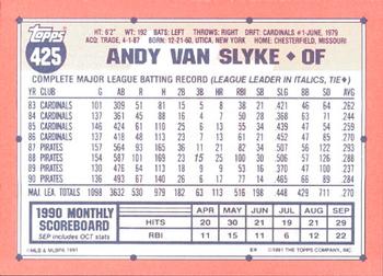 1991 Topps - Collector's Edition (Tiffany) #425 Andy Van Slyke Back