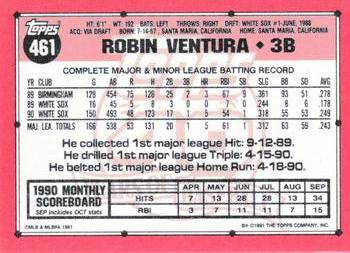 1991 Topps - Collector's Edition (Tiffany) #461 Robin Ventura Back