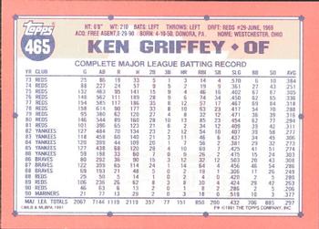 1991 Topps - Collector's Edition (Tiffany) #465 Ken Griffey Back