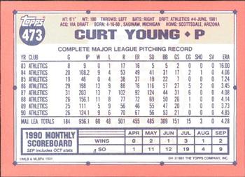 1991 Topps - Collector's Edition (Tiffany) #473 Curt Young Back
