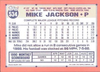1991 Topps - Collector's Edition (Tiffany) #534 Mike Jackson Back