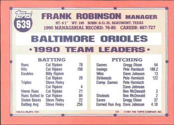 1991 Topps - Collector's Edition (Tiffany) #639 Frank Robinson Back