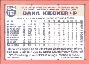 1991 Topps - Collector's Edition (Tiffany) #763 Dana Kiecker Back