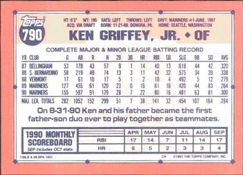 1991 Topps - Collector's Edition (Tiffany) #790 Ken Griffey, Jr. Back