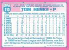 1991 Topps Micro #110 Tom Henke Back