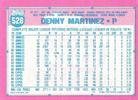 1991 Topps Micro #528 Denny Martinez Back