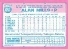 1991 Topps Micro #651 Alan Mills Back