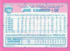1991 Topps Micro #700 Jose Canseco Back