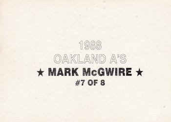 1988 Oakland Athletics (unlicensed) #7 Mark McGwire Back