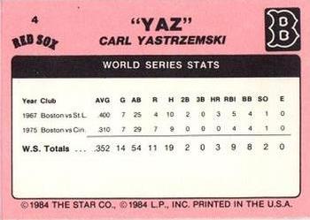 1984 Star Carl Yastrzemski #4 Carl Yastrzemski Back