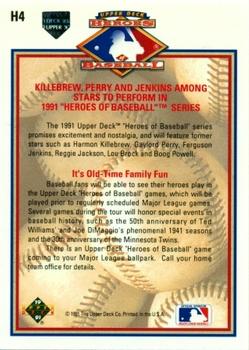 1991 Upper Deck - Heroes of Baseball #H4 Header Card Back