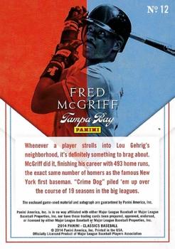2014 Panini Classics - Home Run Heroes Materials Combos Signatures #12 Fred McGriff Back