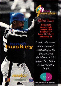 1994 Pinnacle New Generation #NG12 Butch Huskey Back