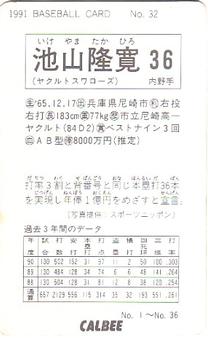 1991 Calbee #32 Takahiro Ikeyama Back