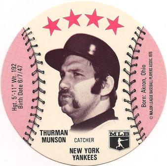 1976 Towne Club Discs #NNO Thurman Munson Front