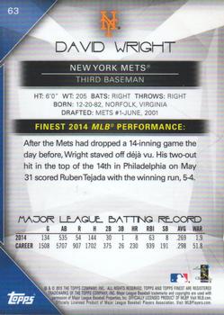 2015 Finest #63 David Wright Back