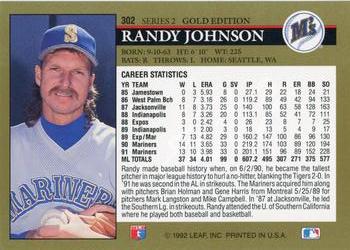 1992 Leaf - Black Gold #302 Randy Johnson Back