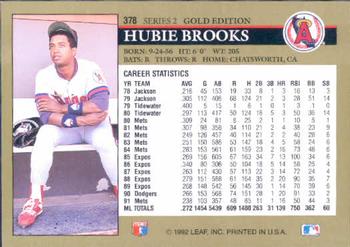 1992 Leaf - Black Gold #378 Hubie Brooks Back