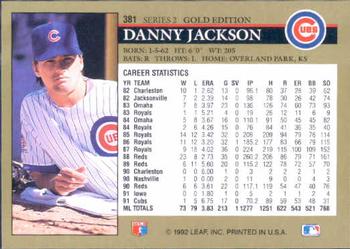 1992 Leaf - Black Gold #381 Danny Jackson Back