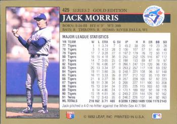 1992 Leaf - Black Gold #425 Jack Morris Back
