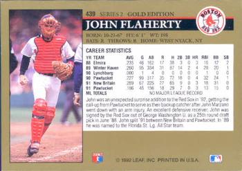 1992 Leaf - Black Gold #439 John Flaherty Back