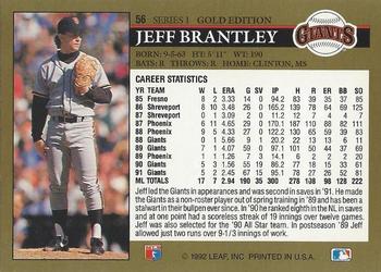 1992 Leaf - Black Gold #56 Jeff Brantley Back