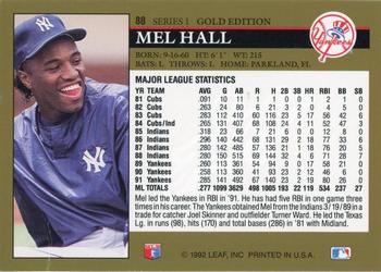 1992 Leaf - Black Gold #88 Mel Hall Back
