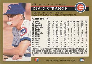 1992 Leaf - Black Gold #476 Doug Strange Back