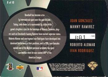 1997 SP - SPx Force #8 Juan Gonzalez / Manny Ramirez / Roberto Alomar / Ivan Rodriguez Back