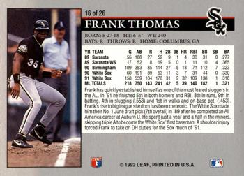 1992 Donruss - Leaf Previews #16 Frank Thomas Back