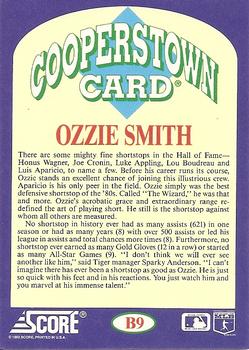 1992 Score - Factory Inserts #B9 Ozzie Smith Back
