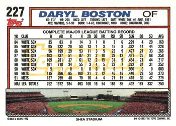 1992 Topps - Gold #227 Daryl Boston Back