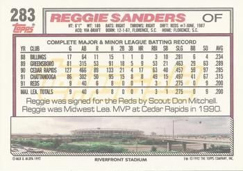 1992 Topps - Gold #283 Reggie Sanders Back