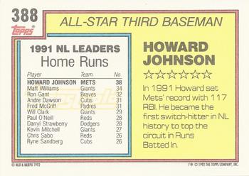 1992 Topps - Gold #388 Howard Johnson Back