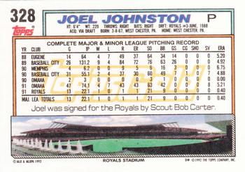 1992 Topps - Gold #328 Joel Johnston Back