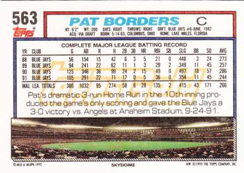 1992 Topps - Gold #563 Pat Borders Back
