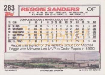 1992 Topps - Gold Winners #283 Reggie Sanders Back
