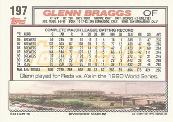 1992 Topps - Gold Winners #197 Glenn Braggs Back