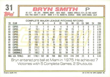 1992 Topps - Gold Winners #31 Bryn Smith Back
