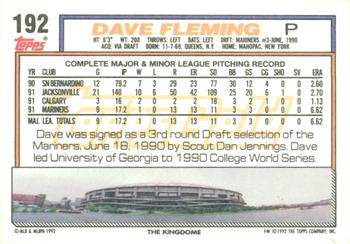 1992 Topps - Gold Winners #192 Dave Fleming Back