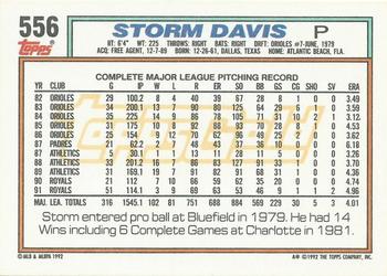 1992 Topps - Gold Winners #556 Storm Davis Back