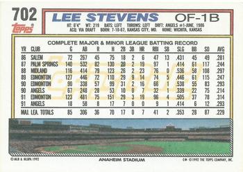 1992 Topps - Gold Winners #702 Lee Stevens Back