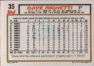 1992 Topps Micro #35 Dave Righetti Back