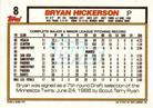 1992 Topps Micro #8 Bryan Hickerson Back