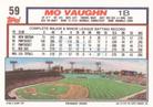 1992 Topps Micro #59 Mo Vaughn Back