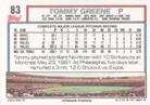 1992 Topps Micro #83 Tommy Greene Back